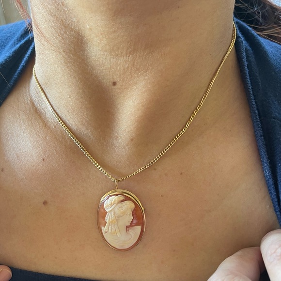 Authentic cameo brooch or  pendant 14 k gold - Picture 11 of 13